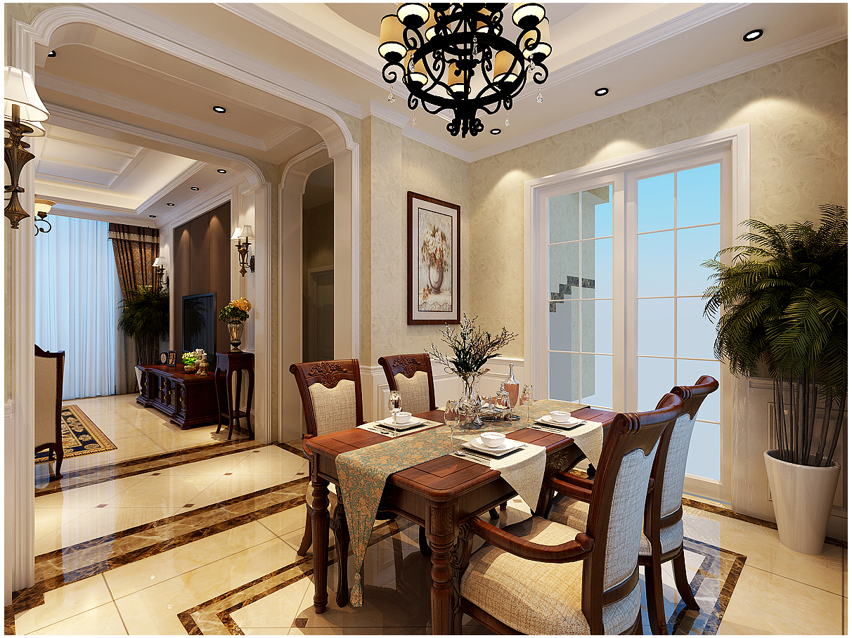 鄭州天倫莊園別墅裝修設(shè)計(jì) 美式風(fēng)格實(shí)景樣板間賞析